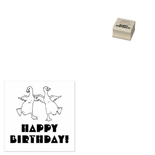 HAPPY BIRTHDAY GEESE RUBBER STAMP RUBBERSTEMPEL (Gestempeld)