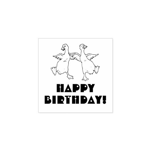 HAPPY BIRTHDAY GEESE RUBBER STAMP RUBBERSTEMPEL (Afrduk)