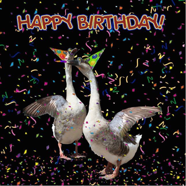 Happy Birthday Geese Staand Fotobeeldje (Voorkant)