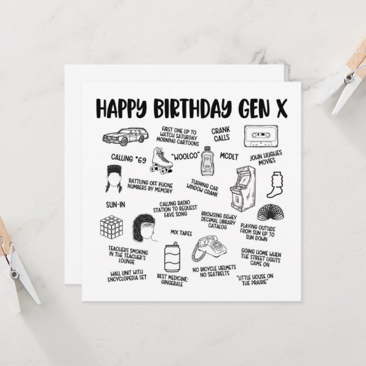 Happy Birthday Gen X Kaart (Voorkant / Achterkant in situ)