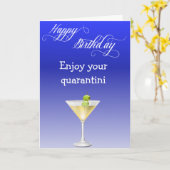 Happy Birthday Geniet van je Quarantini Kaart (Gele Bloem)