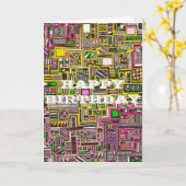 Happy Birthday Geometric shapes pop art punk Kaart (Gele Bloem)