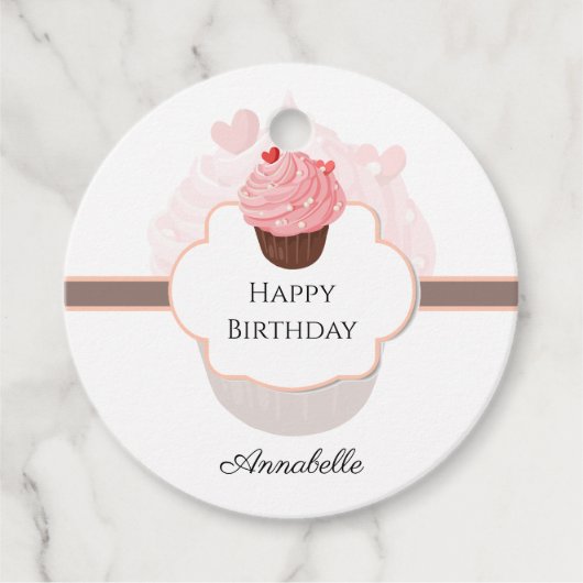 Happy Birthday | GEPERSONALISEERD | | Cupcake en S Bedankjes Labels (Voorkant)