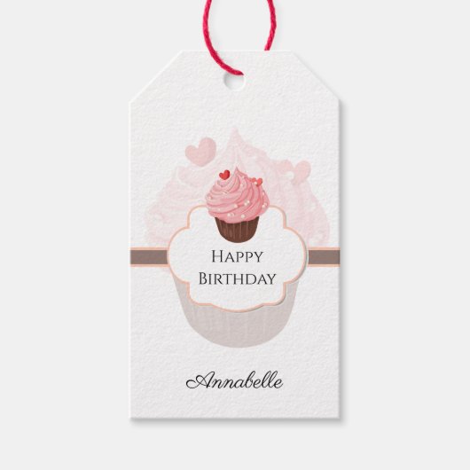 Happy Birthday | GEPERSONALISEERD | | Cupcake en S Cadeaulabel (Voorkant)