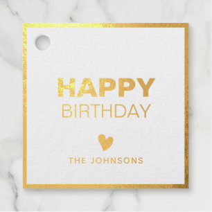 'Happy Birthday' gepersonaliseerde gouden folie Bedankjes Labels