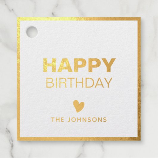 'Happy Birthday' gepersonaliseerde gouden folie Bedankjes Labels (Voorkant)