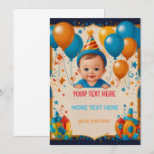 Happy Birthday gepersonaliseerde Kaart voor kinder (Voorkant / Achterkant)
