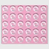 Happy Birthday Gepersonaliseerde Kinder Roze Varke Cadeaupapier (Vlak)