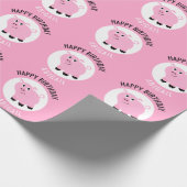 Happy Birthday Gepersonaliseerde Kinder Roze Varke Cadeaupapier (Hoek)