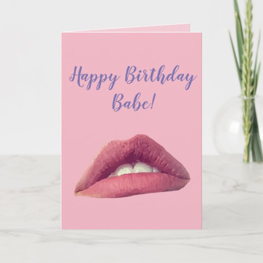 Happy Birthday Gepersonaliseerde roze lippen Kaart (Voorkant)