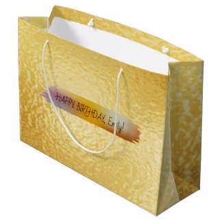 Happy Birthday Gepersonaliseerde trendy modern gou Groot Cadeauzakje