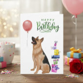 Happy Birthday German Shepherd Waterverf Kaart