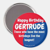 Happy Birthday GERTRUDE grote magneet (Voorkant / Achterkant)