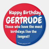 Happy Birthday GERTRUDE grote magneet (Voorkant)