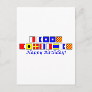 Happy Birthday gespeld in nautische vlag alfabet Briefkaart