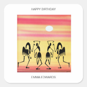 Happy Birthday Geweldige Break Dance Vierkante Sticker