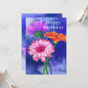 Happy Birthday - geweldige drie kleuren Gerberas