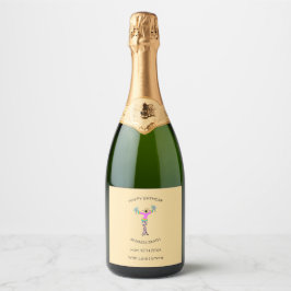 Happy Birthday, Geweldige Happy Lady Gift Label Sparkling Wijnetiket