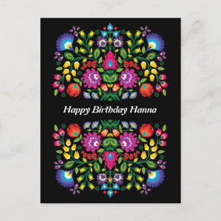 Happy Birthday Geweldige pools Folk Wycinanki Briefkaart