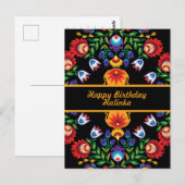 Happy Birthday Geweldige pools Folk Wycinanki Briefkaart (Voorkant / Achterkant)