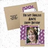 Happy Birthday geweldige tante foto paars Kaart