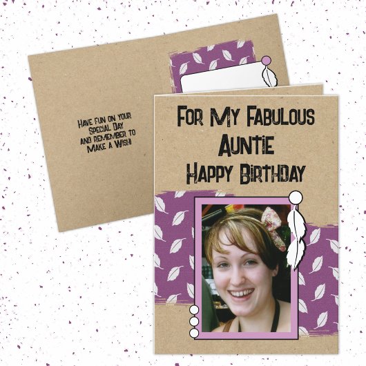 Happy Birthday geweldige tante foto paars Kaart