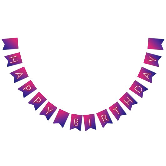 Happy Birthday Ggloing Neon Lights op verloop Vlaggetjes (Alle)