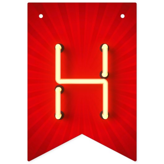 Happy Birthday Ggloing Neon Lights Red Starburst Vlaggetjes (Tweede vlag)