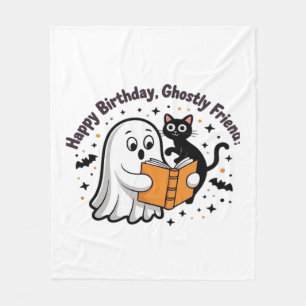 Happy Birthday Ghost Cat PNG - Spooky Schattige Cl Fleece Deken