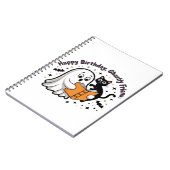 Happy Birthday Ghost Cat PNG - Spooky Schattige Cl Notitieboek (Linkerzijde)