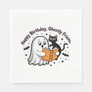 Happy Birthday Ghost Cat PNG - Spooky Schattige Cl Servet