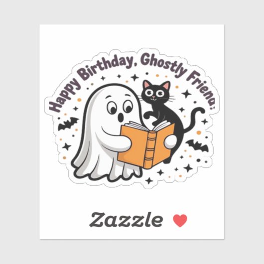 Happy Birthday Ghost Cat PNG - Spooky Schattige Cl Sticker (Vel)