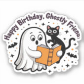 Happy Birthday Ghost Cat PNG - Spooky Schattige Cl Sticker (Voorkant)