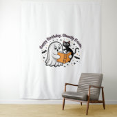 Happy Birthday Ghost Cat PNG - Spooky Schattige Cl Wandkleed (In situ)