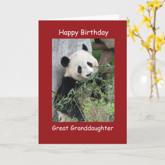 Happy Birthday Giant Panda - grootdochter Kaart (Gele Bloem)