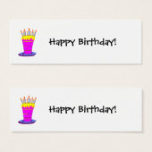Happy Birthday Giant Pink Cake Gift Label Mini Visitekaartjes (Voorkant /achterkant)