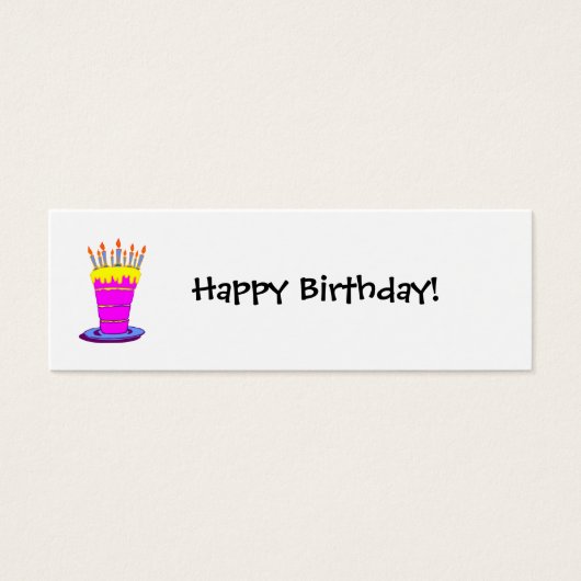 Happy Birthday Giant Pink Cake Gift Label Mini Visitekaartjes (Voorkant)