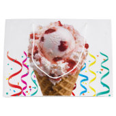 Happy Birthday Gift Bag aardbei Ice Cream Groot Cadeauzakje (Voorkant)