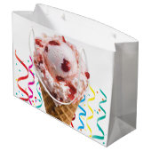 Happy Birthday Gift Bag aardbei Ice Cream Groot Cadeauzakje (Achterkant Gekanteld)