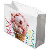 Happy Birthday Gift Bag aardbei Ice Cream Groot Cadeauzakje (Voorkant Gekanteld)