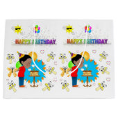 Happy Birthday Gift Bag African Boy Groot Cadeauzakje (Voorkant)