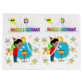 Happy Birthday Gift Bag African Boy Groot Cadeauzakje (Achterkant)