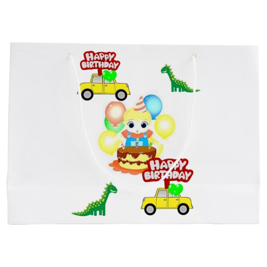 Happy Birthday Gift Bag Alligator Groot Cadeauzakje (Achterkant)