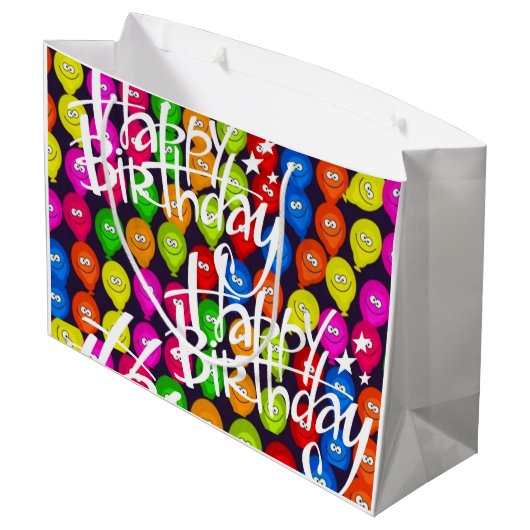 Happy Birthday Gift Bag-ballonnen Groot Cadeauzakje (Achterkant Gekanteld)