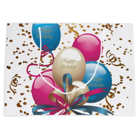 Happy Birthday Gift Bag-ballonnen Groot Cadeauzakje (Voorkant)