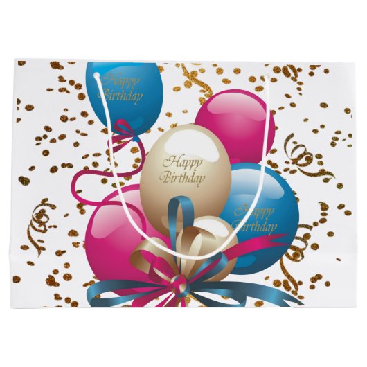 Happy Birthday Gift Bag-ballonnen Groot Cadeauzakje (Achterkant)
