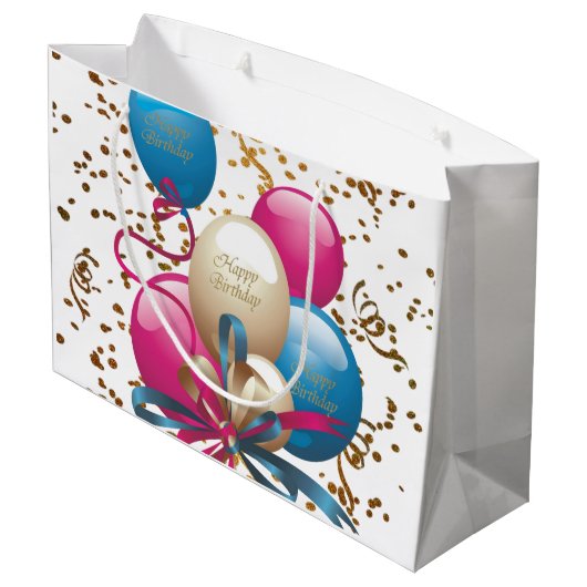Happy Birthday Gift Bag-ballonnen Groot Cadeauzakje (Achterkant Gekanteld)