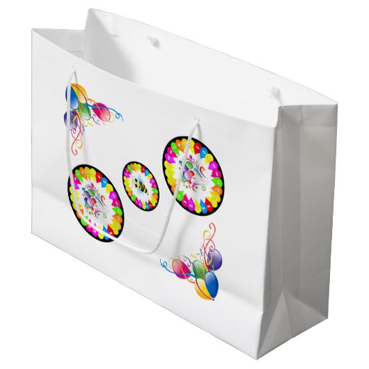 Happy Birthday Gift Bag Balloons Bumblebee Groot Cadeauzakje (Voorkant Gekanteld)