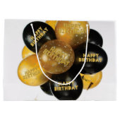 Happy Birthday Gift Bag Black Gold-ballonnen Groot Cadeauzakje (Achterkant)