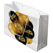 Happy Birthday Gift Bag Black Gold-ballonnen Groot Cadeauzakje (Voorkant Gekanteld)